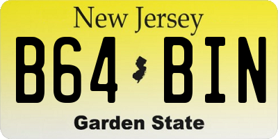 NJ license plate B64BIN