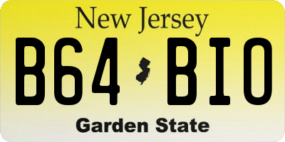 NJ license plate B64BIO