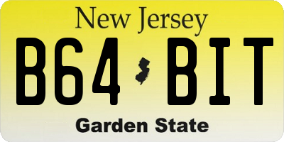 NJ license plate B64BIT