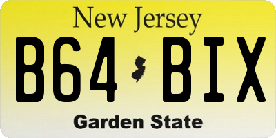 NJ license plate B64BIX