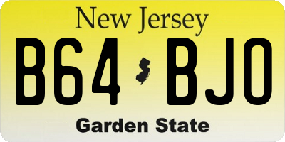 NJ license plate B64BJO