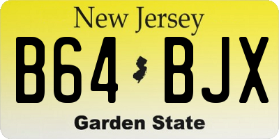 NJ license plate B64BJX