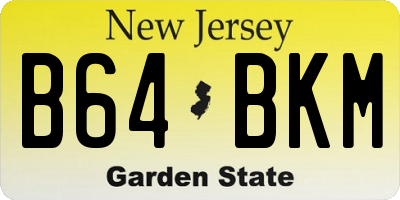 NJ license plate B64BKM