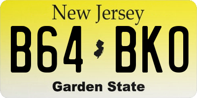 NJ license plate B64BKO
