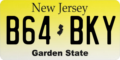 NJ license plate B64BKY