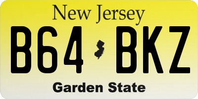 NJ license plate B64BKZ