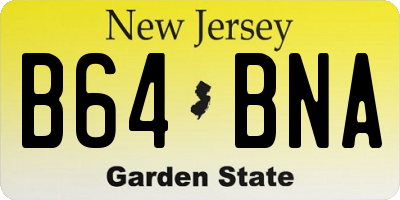 NJ license plate B64BNA