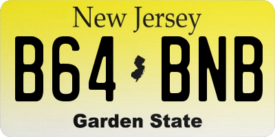 NJ license plate B64BNB