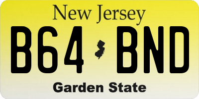 NJ license plate B64BND