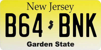 NJ license plate B64BNK