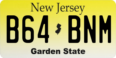 NJ license plate B64BNM