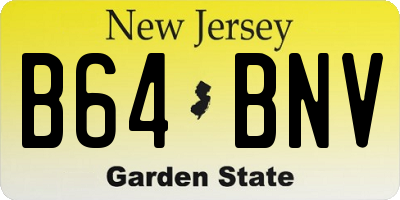 NJ license plate B64BNV