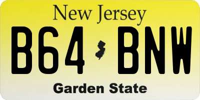 NJ license plate B64BNW