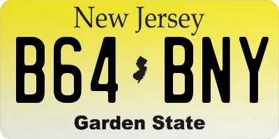 NJ license plate B64BNY
