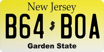 NJ license plate B64BOA
