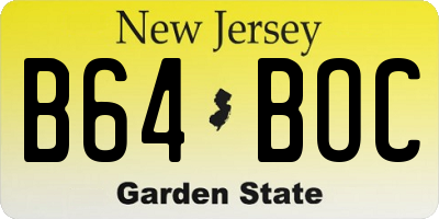 NJ license plate B64BOC