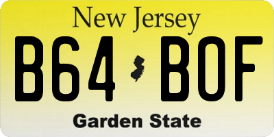 NJ license plate B64BOF