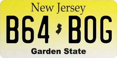 NJ license plate B64BOG
