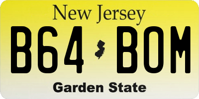 NJ license plate B64BOM