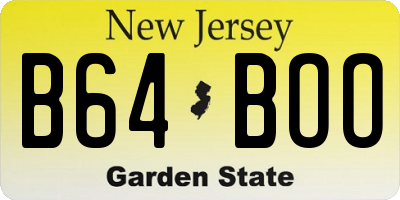 NJ license plate B64BOO