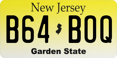 NJ license plate B64BOQ