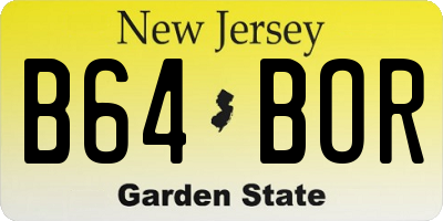 NJ license plate B64BOR