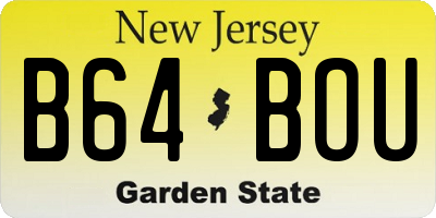 NJ license plate B64BOU