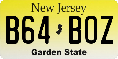 NJ license plate B64BOZ
