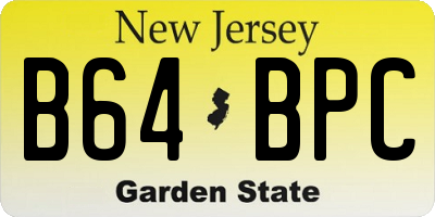 NJ license plate B64BPC