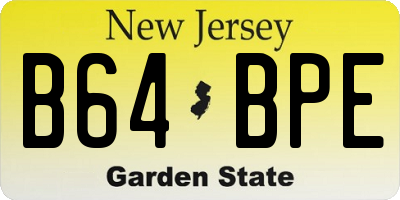 NJ license plate B64BPE