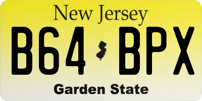 NJ license plate B64BPX