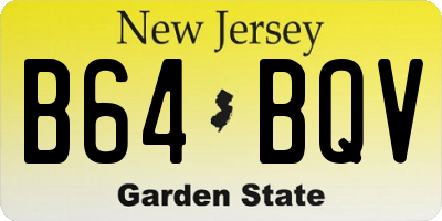 NJ license plate B64BQV