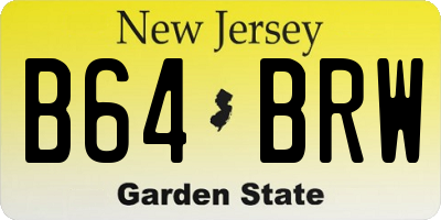 NJ license plate B64BRW