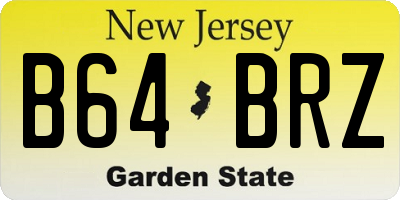 NJ license plate B64BRZ