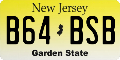NJ license plate B64BSB