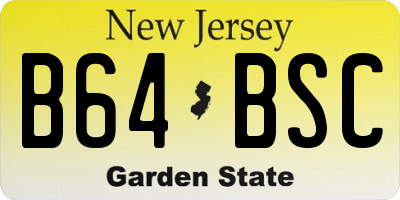NJ license plate B64BSC