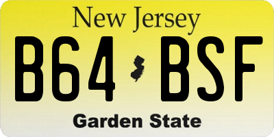 NJ license plate B64BSF