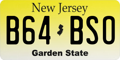 NJ license plate B64BSO