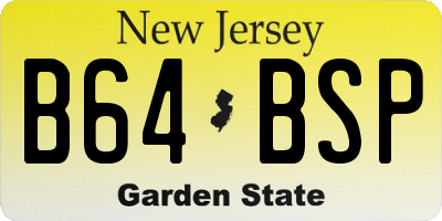 NJ license plate B64BSP