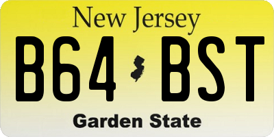NJ license plate B64BST