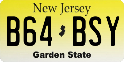 NJ license plate B64BSY