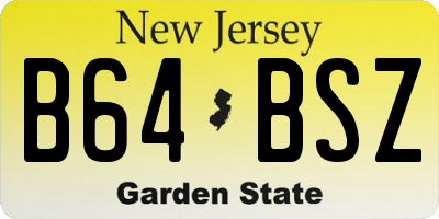 NJ license plate B64BSZ