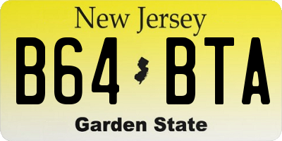 NJ license plate B64BTA
