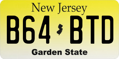 NJ license plate B64BTD