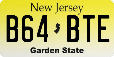 NJ license plate B64BTE