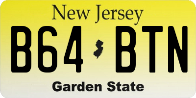 NJ license plate B64BTN