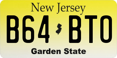 NJ license plate B64BTO