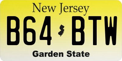 NJ license plate B64BTW