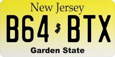 NJ license plate B64BTX