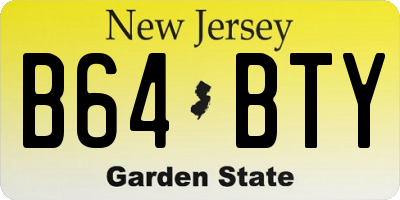 NJ license plate B64BTY